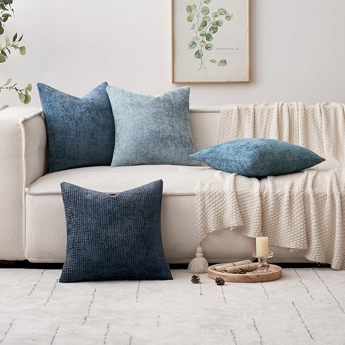 MIULEE Pack of 2 Couch Throw Pillow Covers 22x22 Inch Coastal Smoke Blue Modern - Image 2