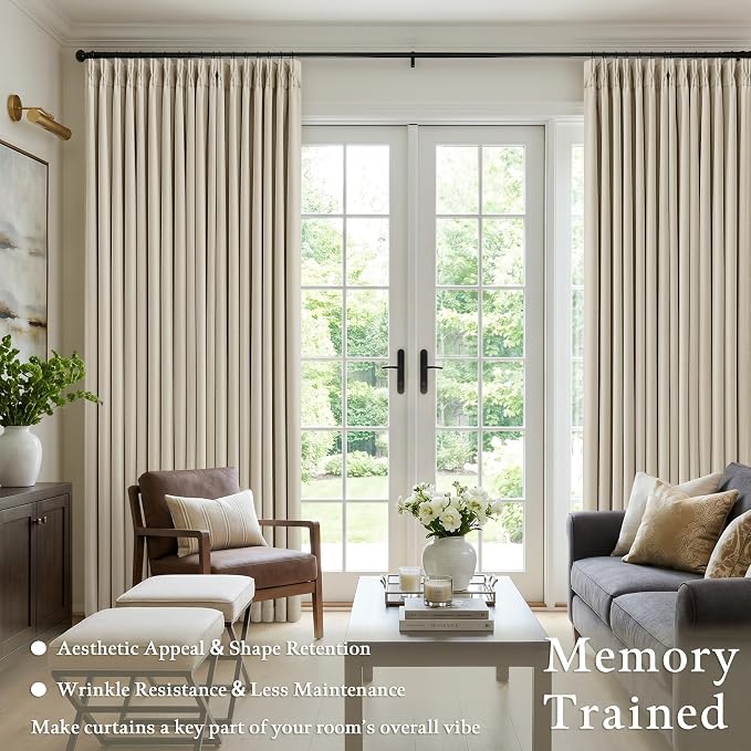 Oatmeal Beige Extra Wide Blackout 60 x 102 Inch Pinch Pleat Curtain 1 Panel | - Image 5