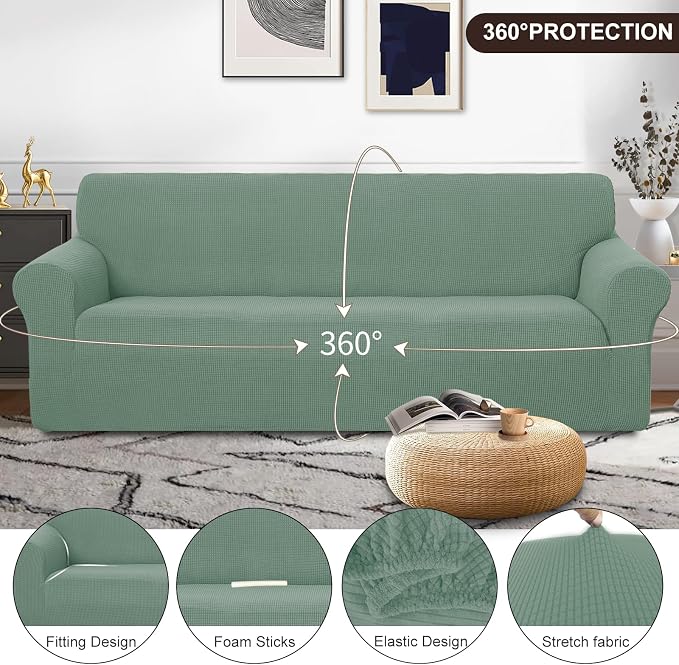 U-NICE HOME 4 Seater Stretch Couch Cover Sofa Cover Washable Sofa Slipcover - Image 3