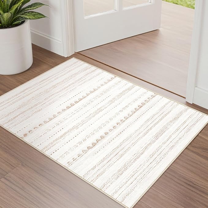 Nakagishi 2X3 Rug Washable Area Rug: Small Soft Boho Farmhouse Neutral Moroccan by NakagishiAreaRug