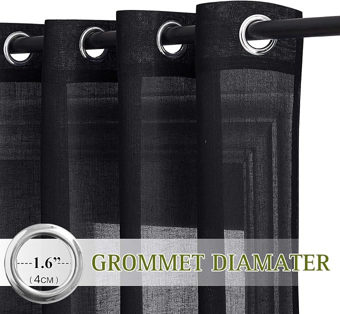 NICETOWN Linen Sheer Black Curtains - Image 3