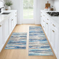 Lansny Modern Abstract Kitchen Rug Set of 2, 2x3 and 2x6 Blue Washable Rug by lansny