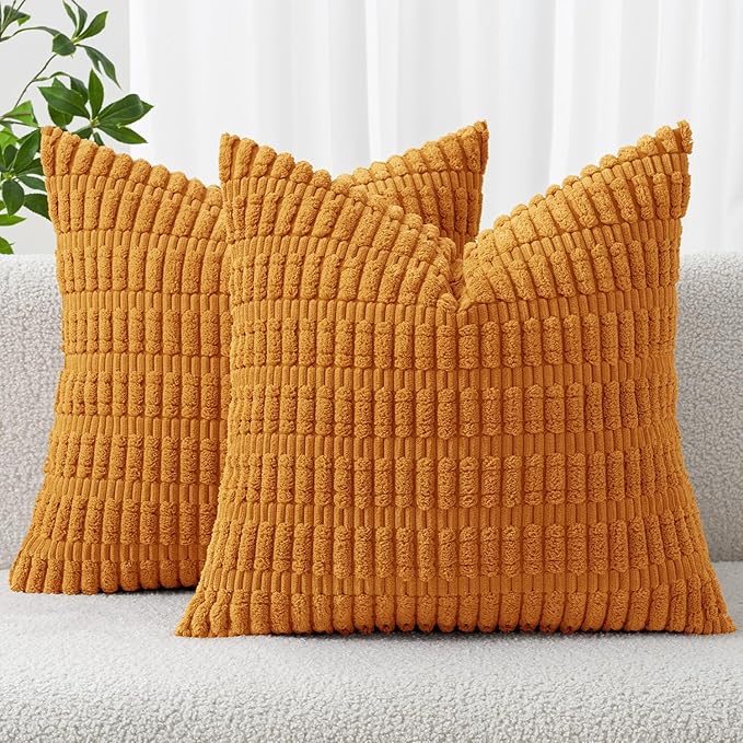 MIULEE Fall Decorative Throw Pillow Covers 20x20 Burnt Orange Pack of 2 | Soft by MIULEE