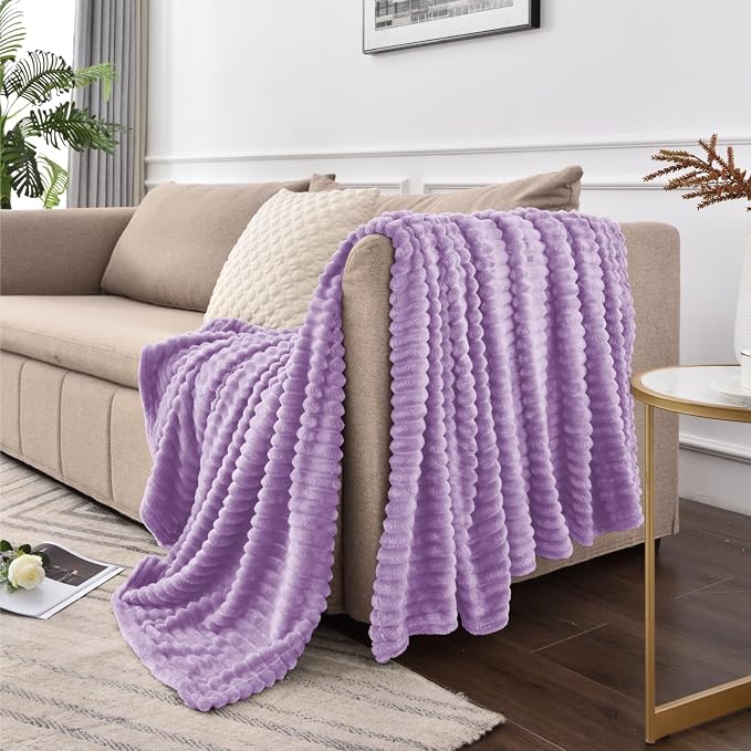 BEDELITE Fleece Blanket Twin Size – 3D Ribbed Jacquard Soft and Warm Decorative - Image 9