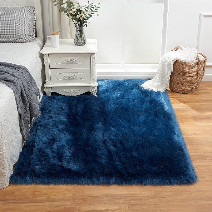 EasyJoy Ultra Soft Fluffy Shaggy Area Rug Faux Fur Rug Chair Cover Seat Pad - Image 3