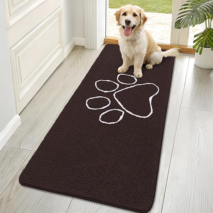 OLANLY Dog Door Mat for Muddy Paws 70x32, Paw Print Design, Absorbs Moisture by OLANLY