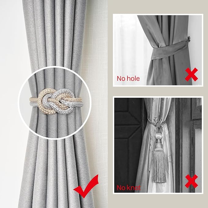 NICEEC 4 Pack Mini Magnetic Curtain Tiebacks Nordic Simple Style Drape Tie - Image 2