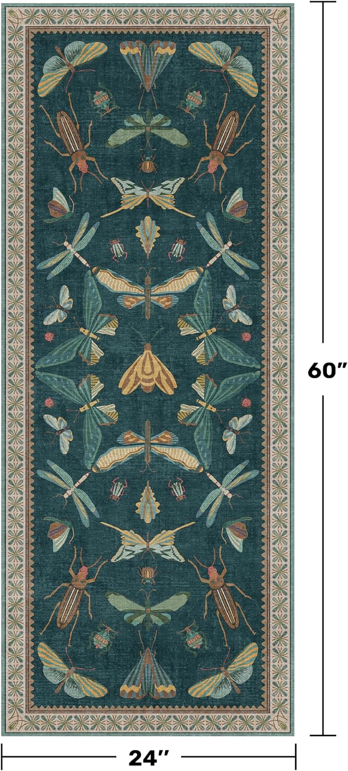 Hazo Haus Brown and Green Kitchen Sink Runner Rug 2x5 - Image 2