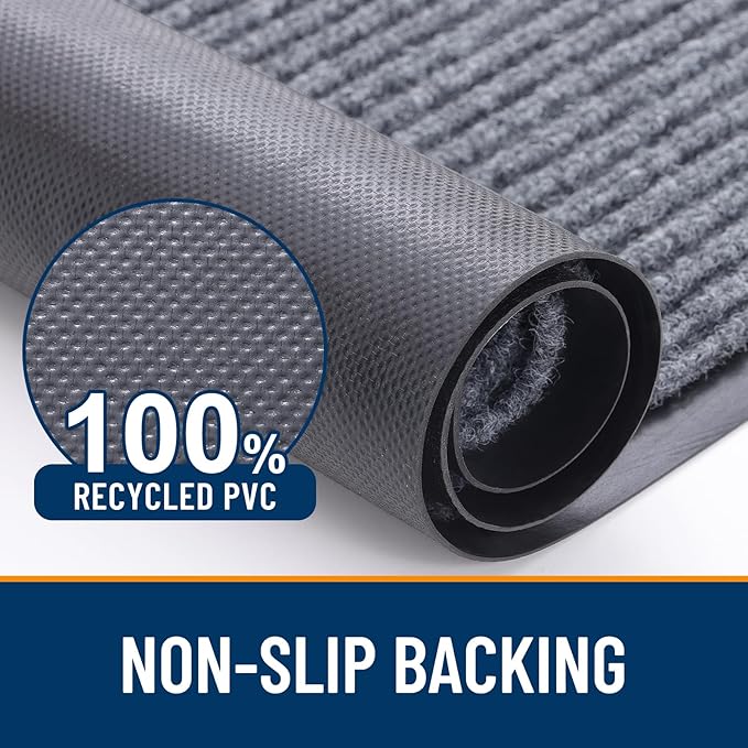 OLANLY 2-Pack Front Door Mats 59x34, Waterproof Heavy-Duty Doormats | Light Gray - Image 3