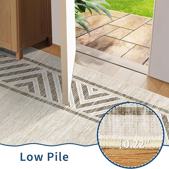 GarveeHome Large Modern Rug 9x12 Non-Slip Geometric Bordered Dining Room Rug - Image 5
