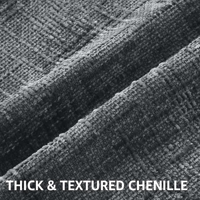 decorUhome Dark Grey Chenille Throw Pillow Covers 12x20 Set of 2 Textured Soft - Image 2