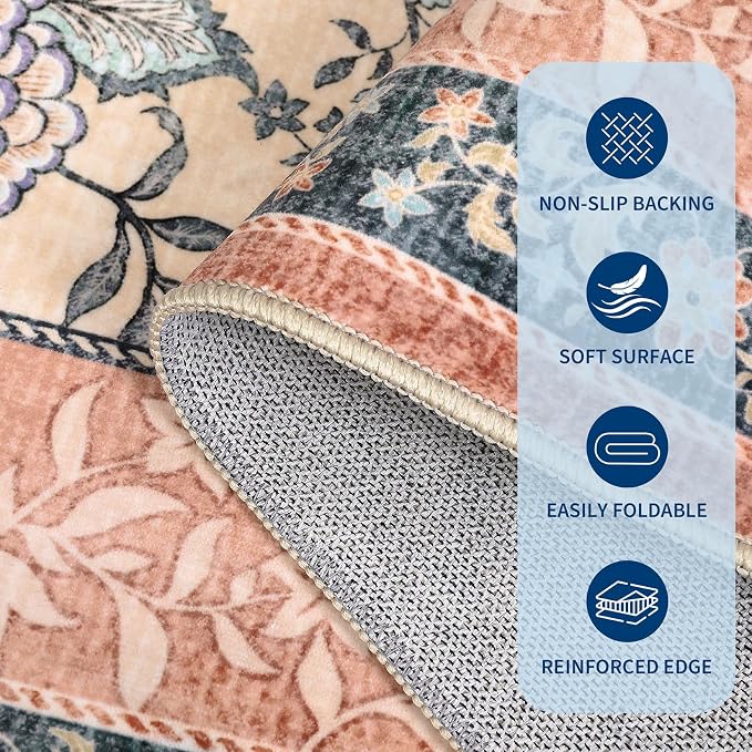 GarveeHome Terracotta Teal 2x3 Door Mat Indoor Rugs - Image 6