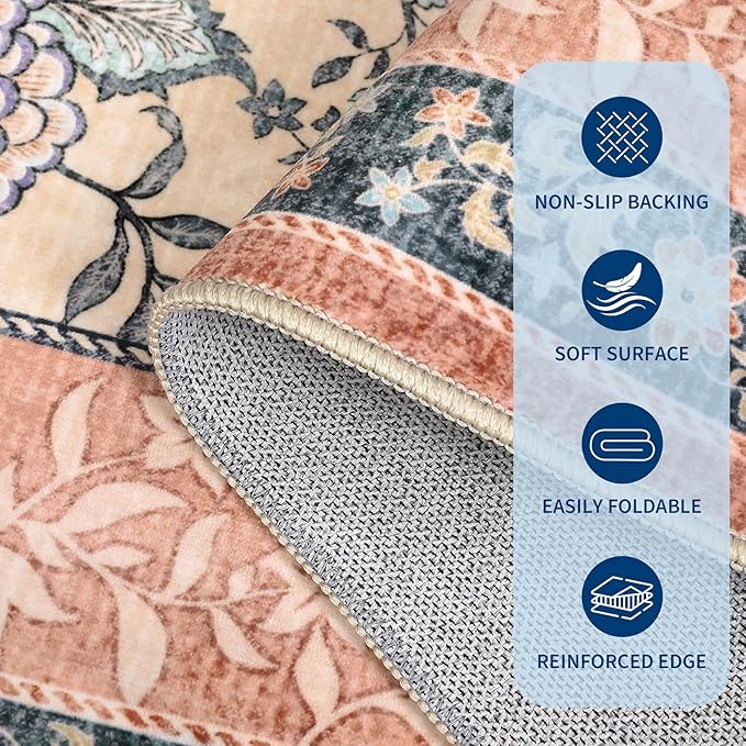 GarveeHome Terracotta Teal 8x10 Area Rugs - Image 6