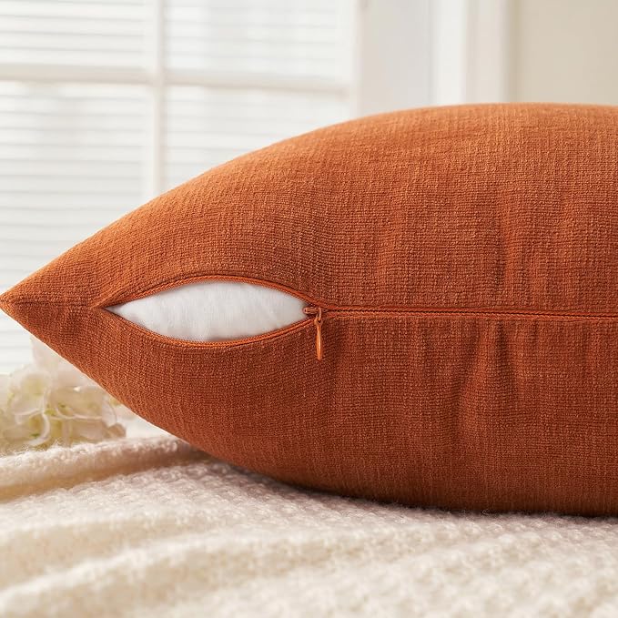MIULEE Halloween Fall Burnt Orange Chenille Couch Pillow Covers, 20x20 | Set of - Image 3