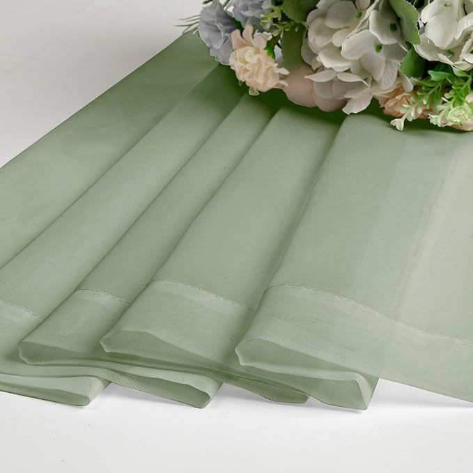Chyhomenyc Sheer Sage Green Curtains 90 inches Long 2 Panels, Light Filtering - Image 9