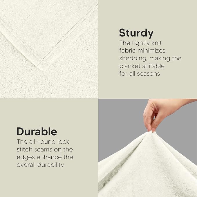 Utopia Bedding Ultra Soft Fleece Bed Blanket Twin Size Ivory | Microfiber Plush - Image 7