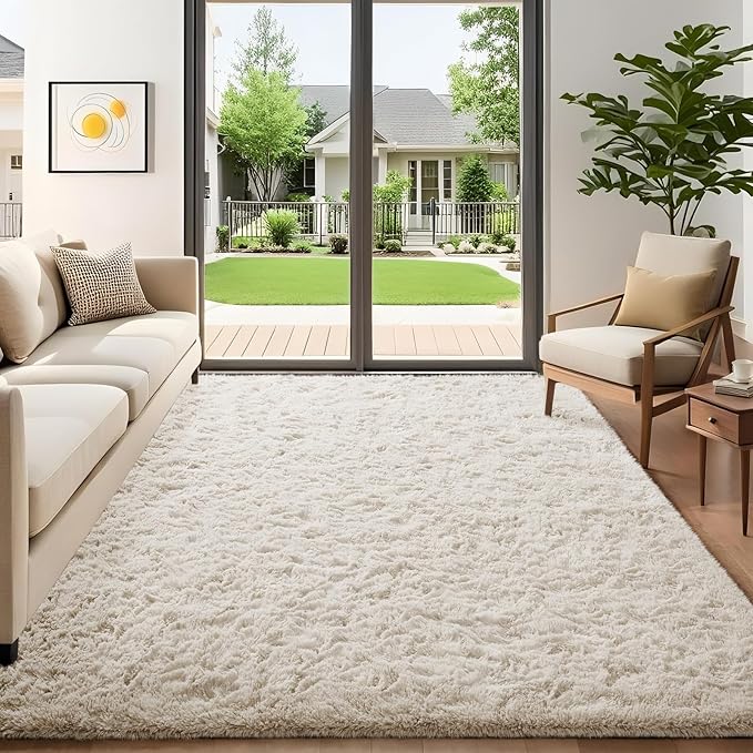 Ophanie 5x7 Area Rugs for Living Room Ivory, Fluffy Shag Large Fuzzy Plush Soft by Ophanie