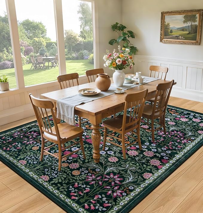 6x9 Area Rugs for Living Room: Floral Washable Rug Vintage Large Soft Boho - Image 4