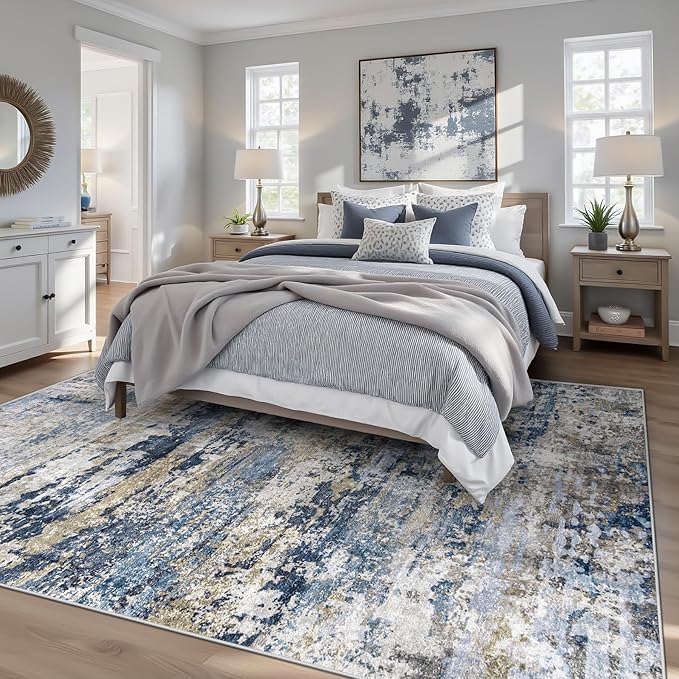 Area Rugs 6x9 for Living Room: Washable Rug Modern Abstract Neutral Soft - Image 2