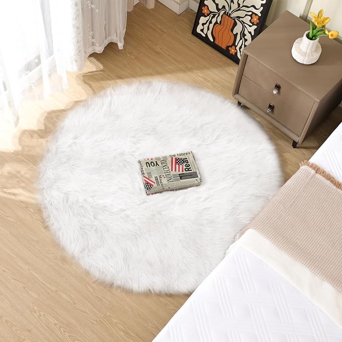 ORINOVA White Small Circle Fluffy Rugs - Image 7