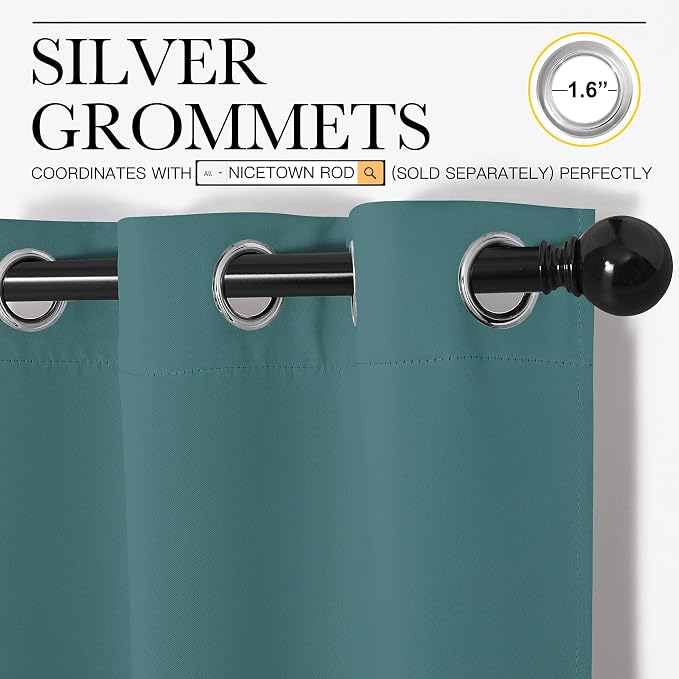 NICETOWN Window Curtain Panels, Thermal Insulated Solid Grommet Blackout - Image 3