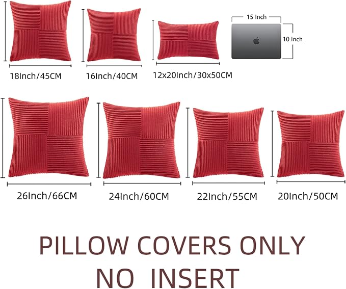 Fancy Homi 2 Packs Red Decorative Throw Pillow Covers 22x22 Inch - Image 7