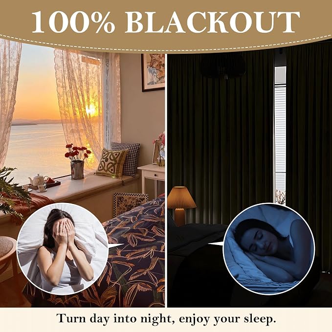 RYB HOME 100% Blackout Linen Curtains 84 inches Long 2 Panels Set, Thermal - Image 4
