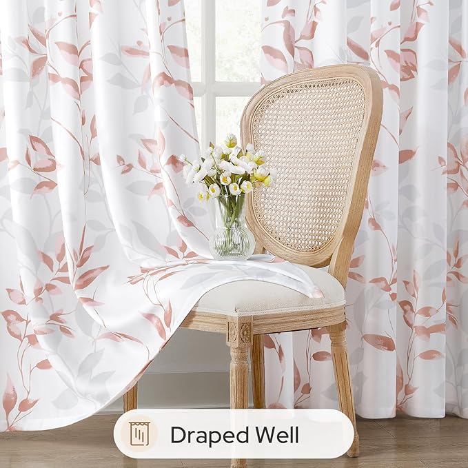 HOMEIDEAS Non-See-Through Pink and White Privacy Sheer Curtains 52 X 63 Inch - Image 4