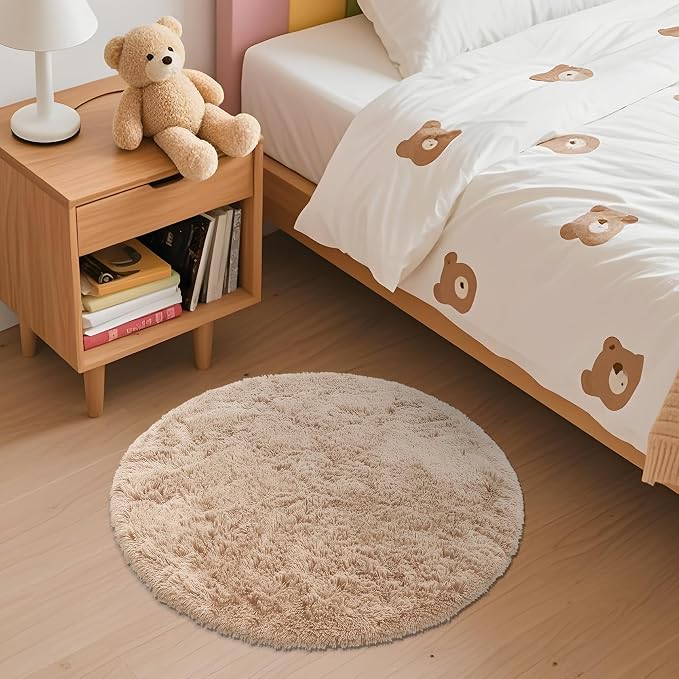 OLANLY Beige Round Rugs for Bedroom - Image 3