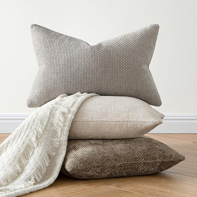 MIULEE Pack of 2 Euro Sham Pillow Covers 24x24 Inch Neutral Khaki Modern Boho - Image 5