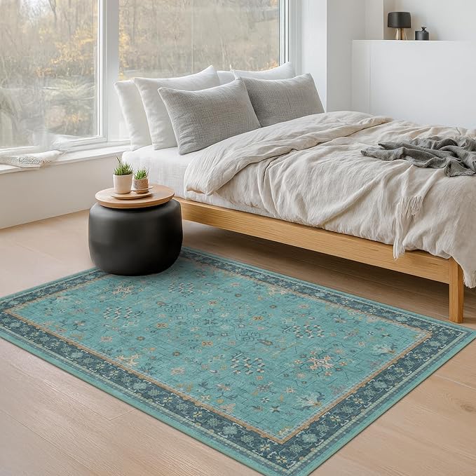 Teal 4x6 Rugs for Entryway Indoor by HazoHaus