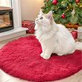 OLANLY Red Round Rugs for Bedroom by OLANLY