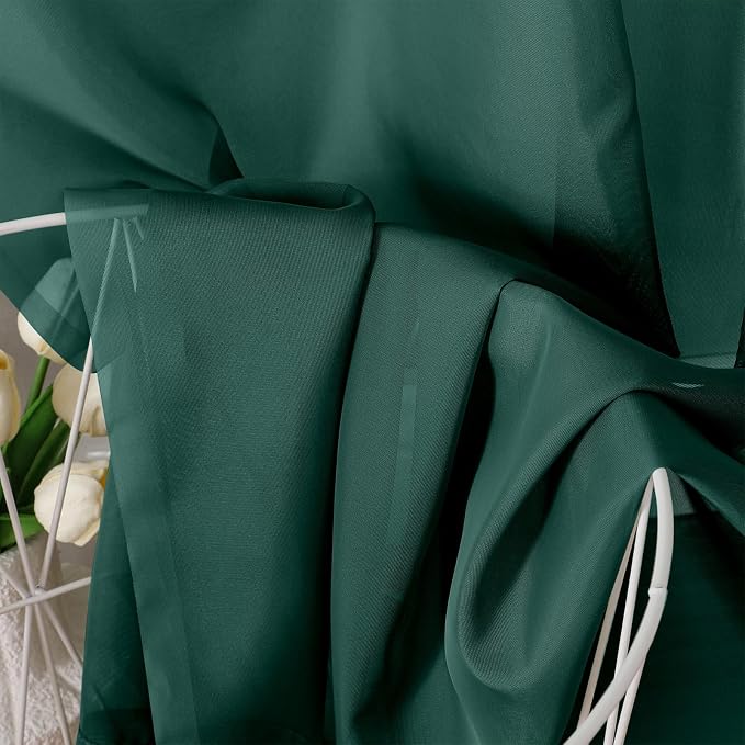 OVZME Hunter Green Sheer Curtains 72 Inches Long 2 Panels - Image 2