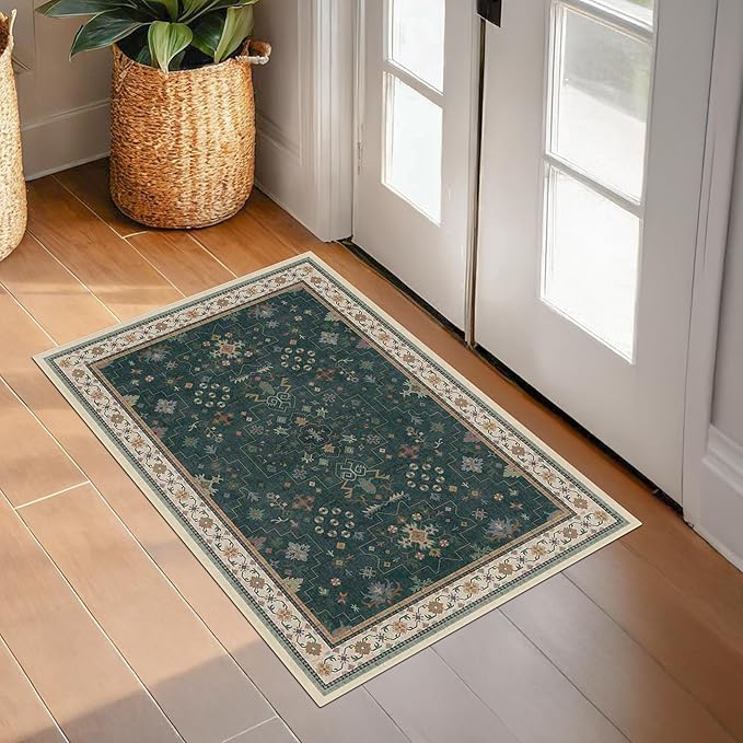 Dark Green Oushak 2x4 Entryway Rug - Image 5
