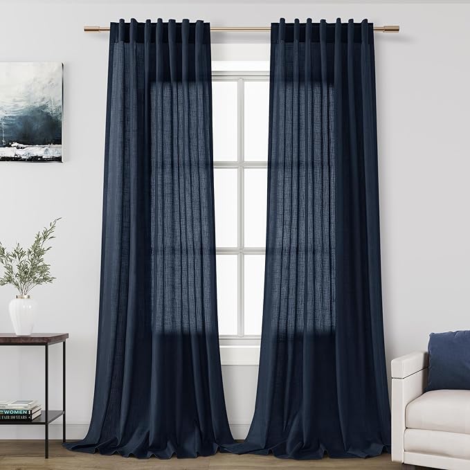 Navy Blue Curtains 84 inch Length by Nanspring