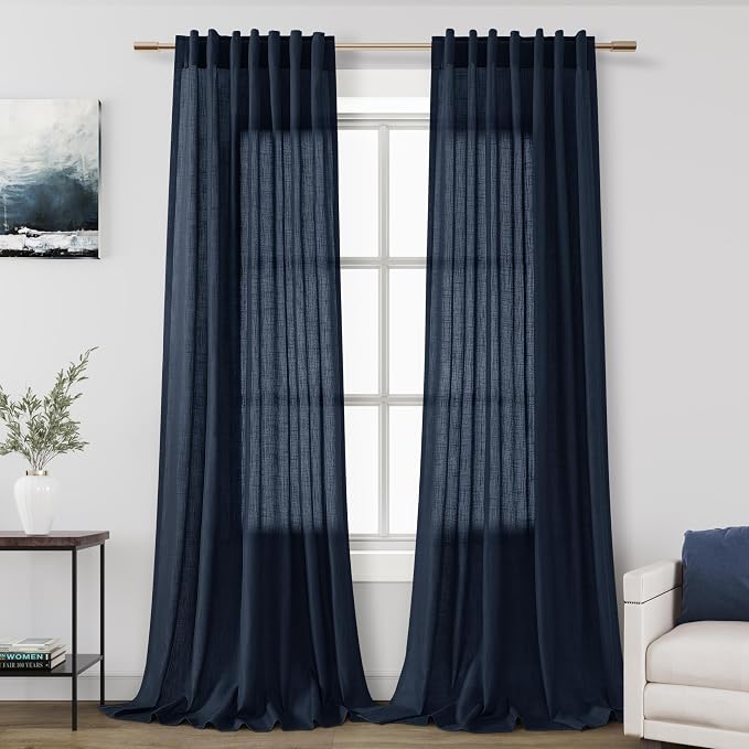 Nanspring Navy Blue Extra Long Curtain 102 inches Long 2 Panels Set by Nanspring
