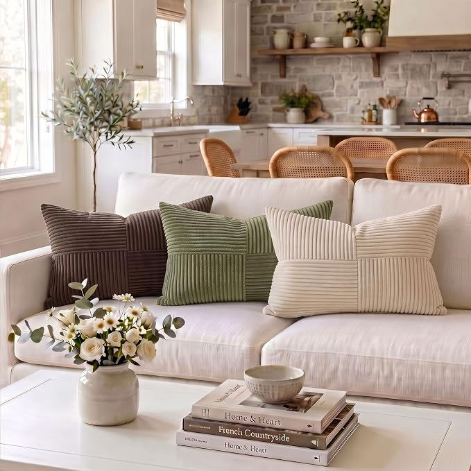 Fancy Homi 2 Packs Olive Green Lumbar Decorative Throw Pillow Covers 16x28 Inch - Image 2