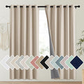 NICETOWN Cream 100% Blackout Linen Curtains 72 inch Long Burg by NICETOWN