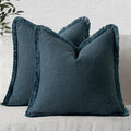MIULEE Decorative Throw Pillow Covers Neutral Linen Fringe Throw Pillows Set of by MIULEE