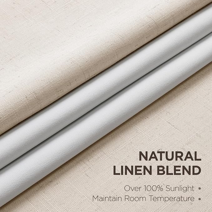 Joydeco 100% Blackout Pleated Curtains, Linen Window Curtains 2 Panel Sets 108 - Image 2