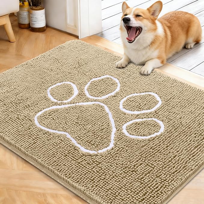 OLANLY Dog Door Mat for Muddy Paws 40x32, Paw Print Design, Absorbs Moisture by OLANLY