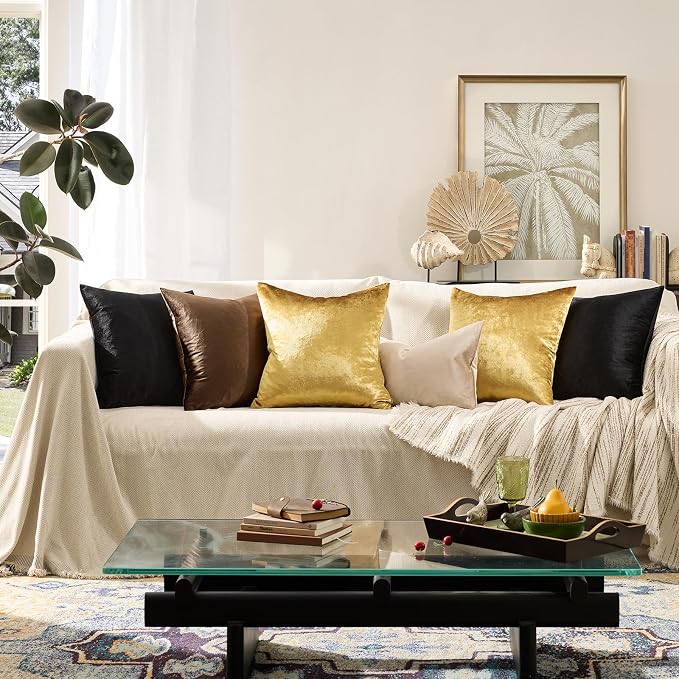 GIGIZAZA Gold Velvet Decorative Throw Pillow Covers, 18x18 Pillow Covers - Image 5