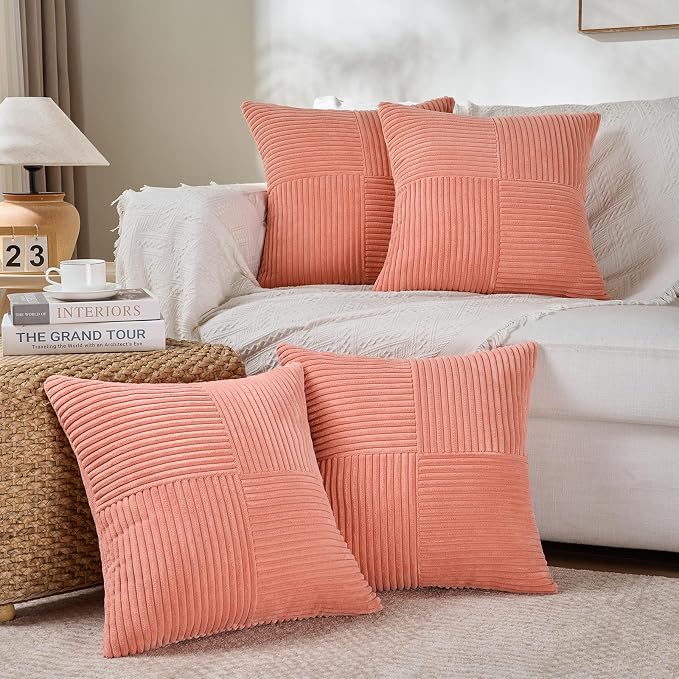 Fancy Homi 2 Packs Coral Samll Decorative Throw Pillow Covers 14x14 Inch - Image 5