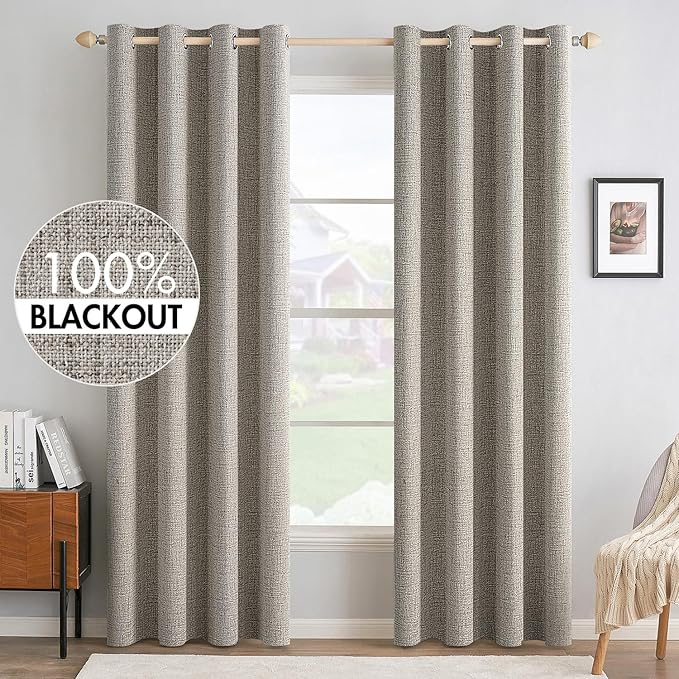 MIULEE Linen Curtains 90 Inches Curtains by MIULEE