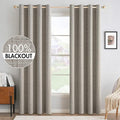MIULEE Linen Curtains for Bedroom Solid 100% Blackout Thermal Insulated Greige by MIULEE