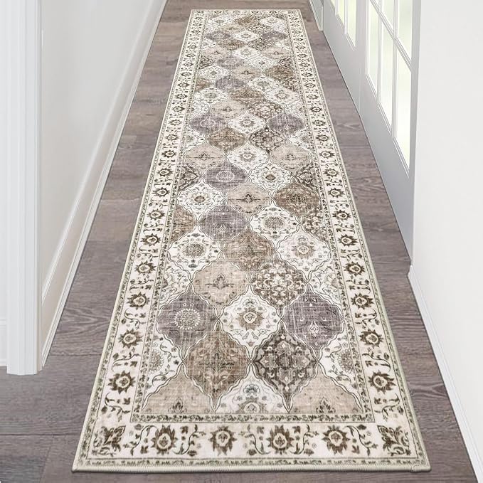 HEBE Hallway Runner Rug 2'x8' Washable Vintage Distressed Area Rugs Non Slip by HEBE