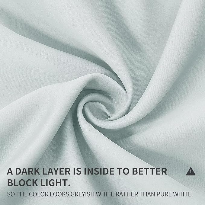 Joydeco Greyish White Custom Solid Single Blackout Curtain - Image 3