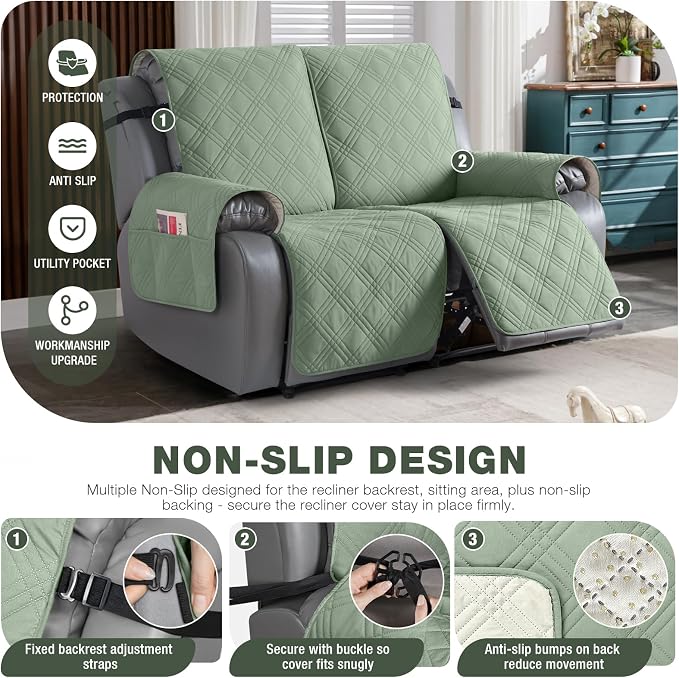 TAOCOCO 100% Waterproof Loveseat Recliner Covers 2 Seater, Split Loveseat Covers - Image 5