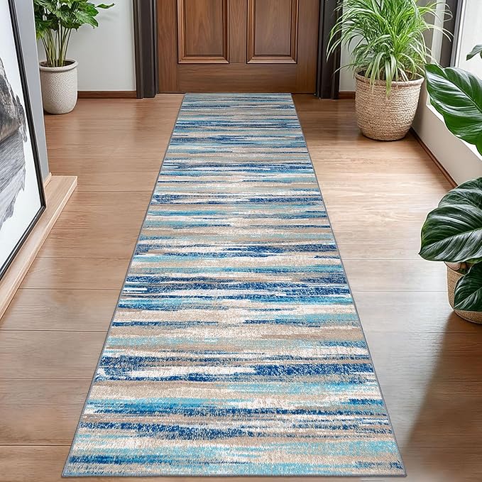 Lansny Modern Abstract Hallway Runner Rug by lansny
