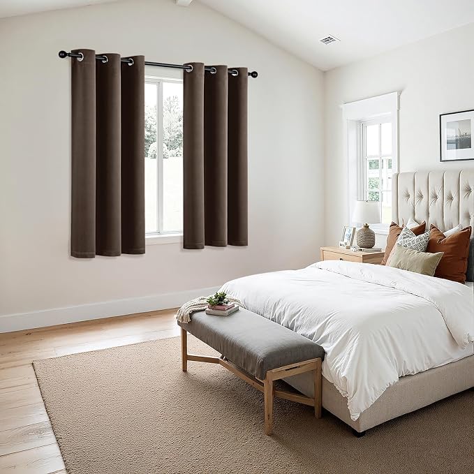 MIULEE Chocolate Brown Blackout Curtains - Image 6